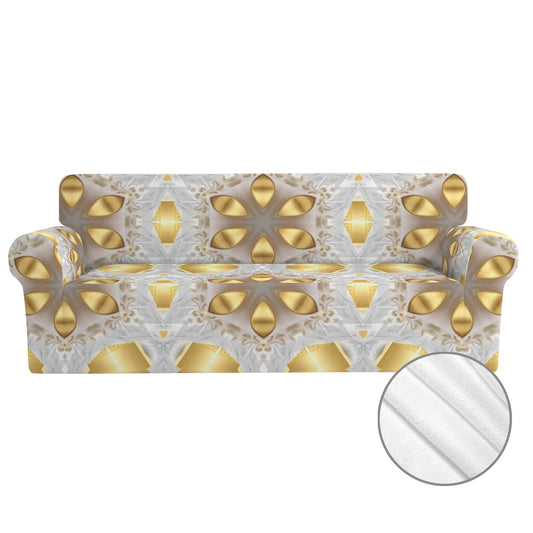 Golden Stars on White Background 3-Seater Sofa Cover | Ships from USA
