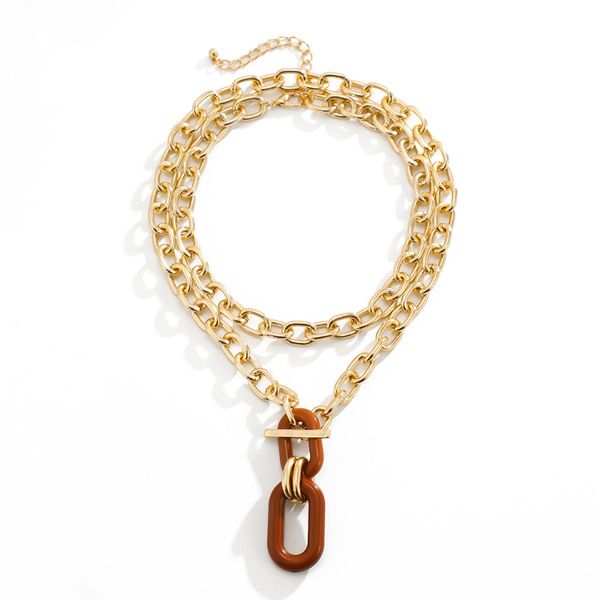 Geometric Chain Double Layer Necklace