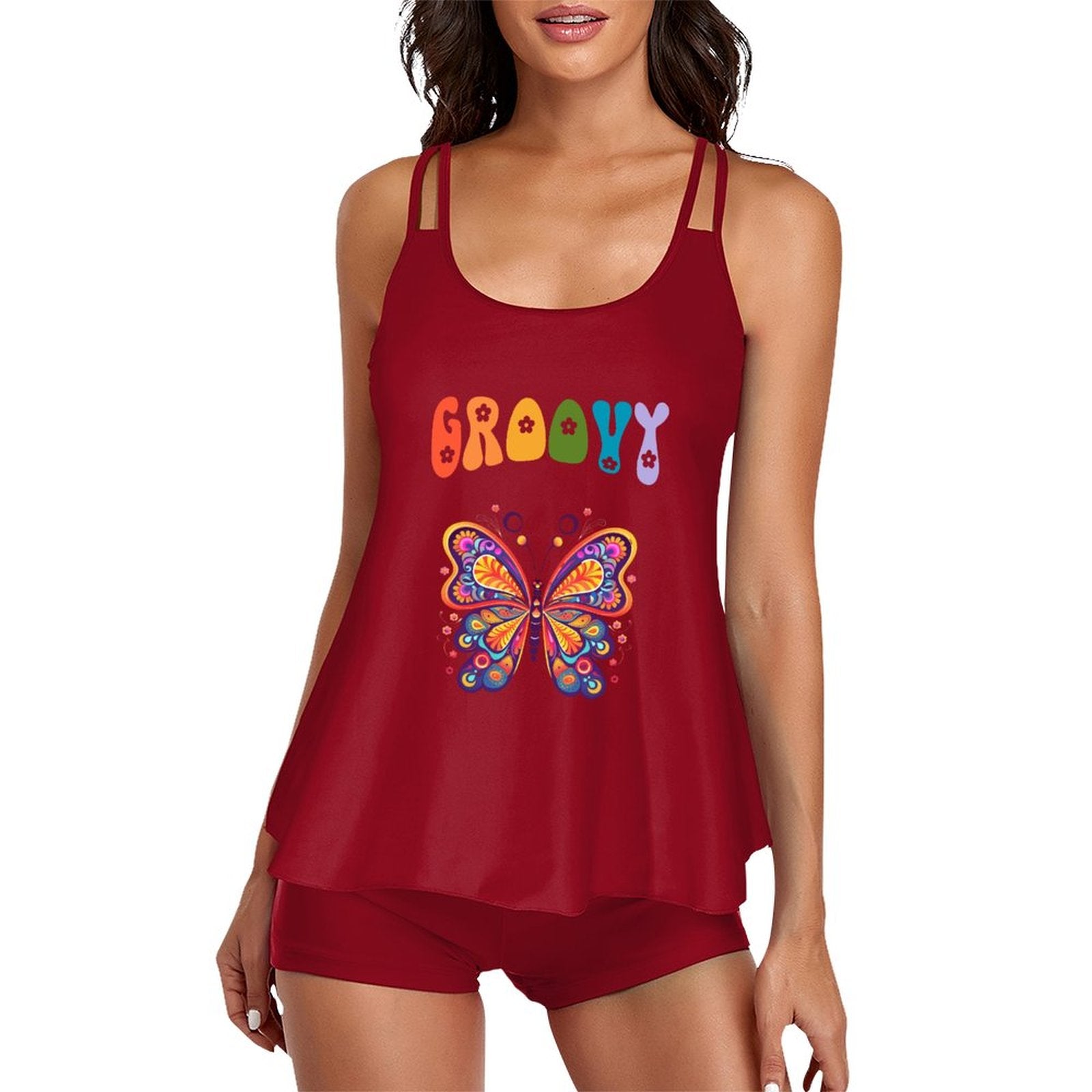 DTF Tankini Two-Piece Swimsuit for Women(Front Printing)