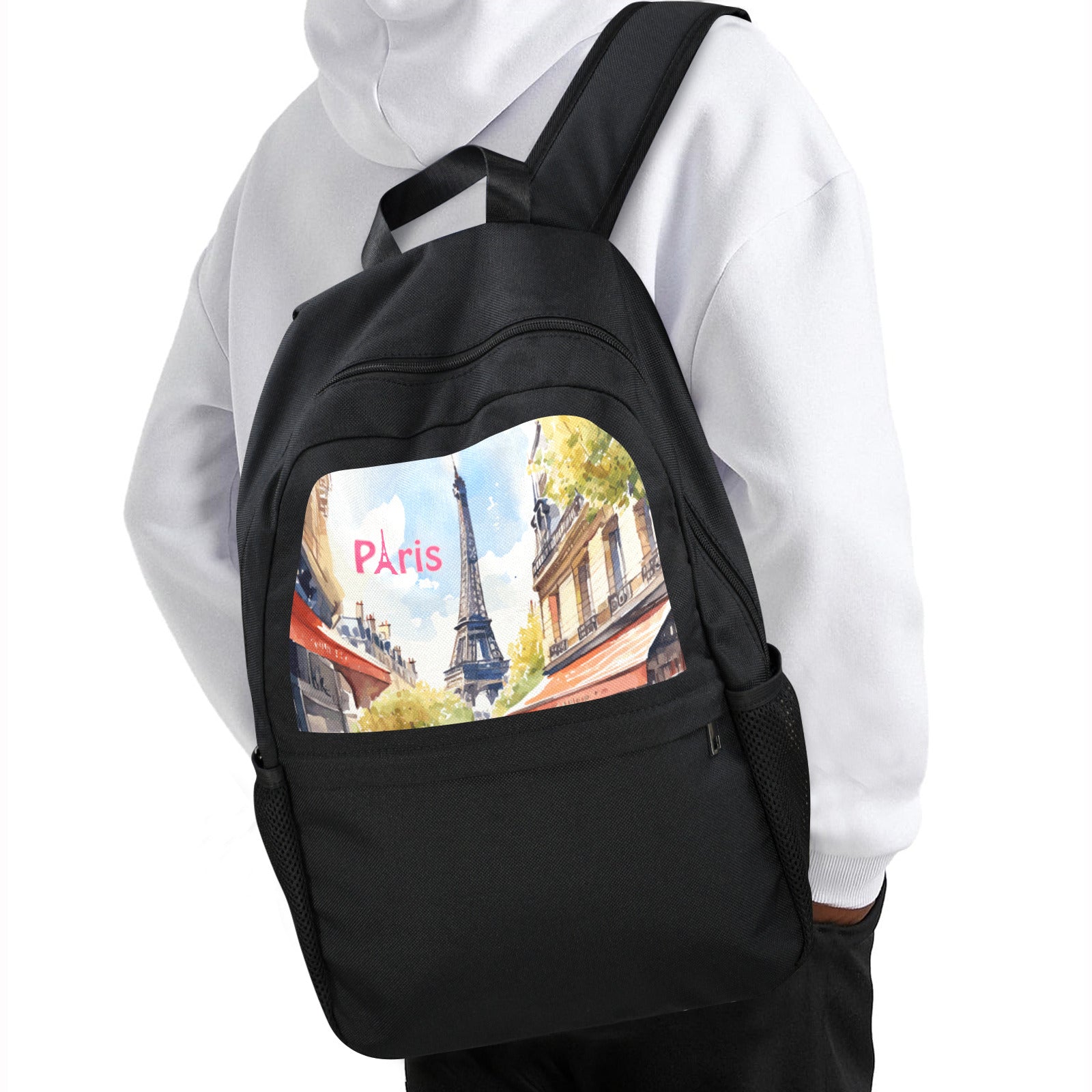 Eiffel Tower in Paris Casual Backpack (Upper Part Printing) (Model 1753)