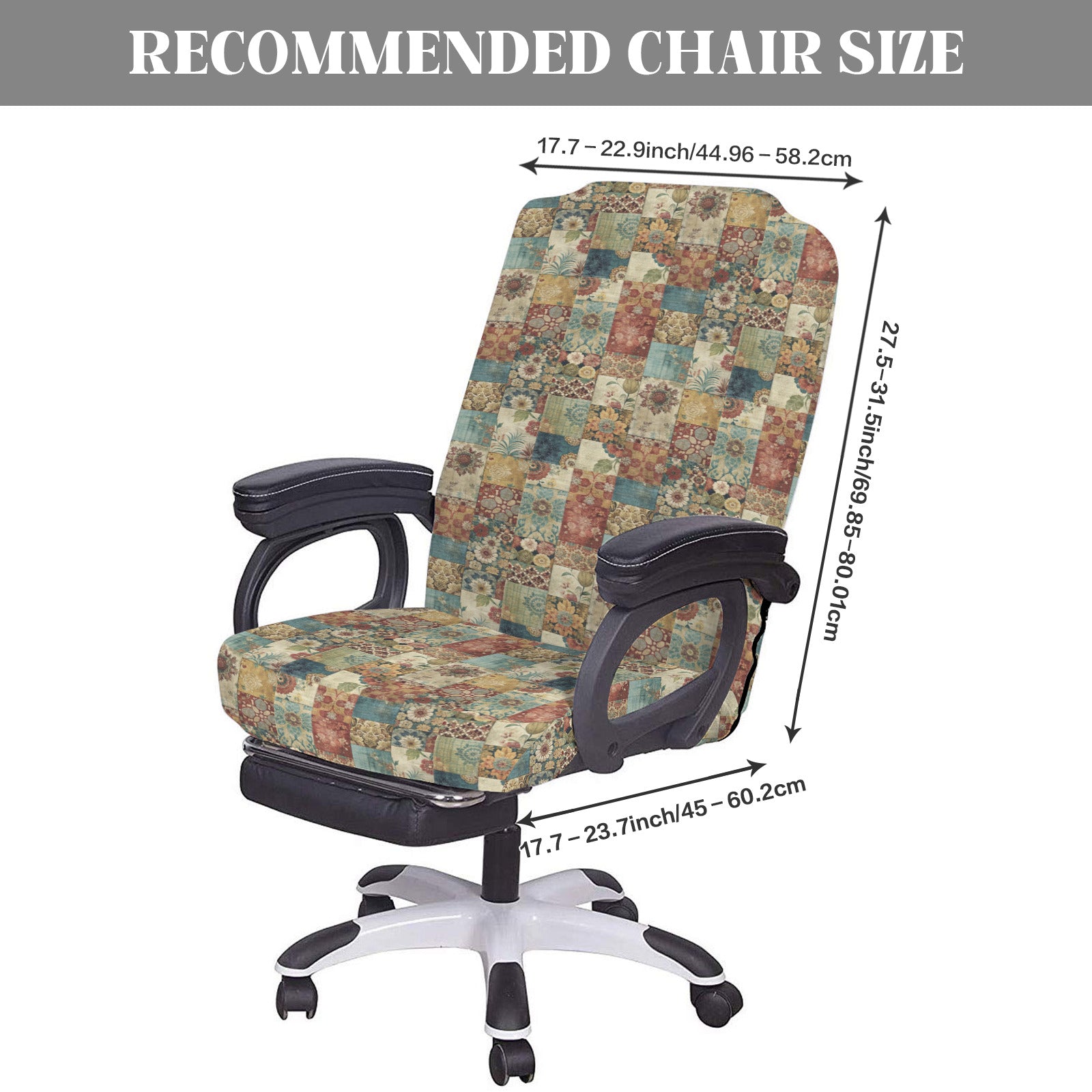 Patchwork Quilt Faux Design Office Chair Cover (Made in USA)