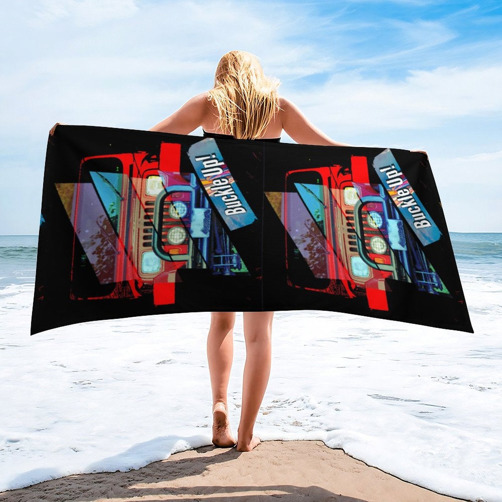 Buckle Up! 4-wheel Drive Design Beach Towel - 61.4