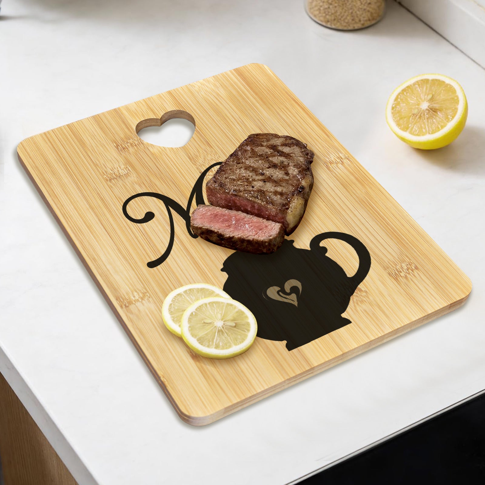 Mom's Tea Kettle Custom Rectangle Bamboo Cutting Board (One Side Printing) | Ships from USA