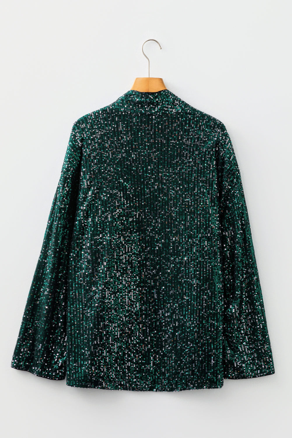 Christmas Sequin Green Open Front Long Sleeve Cardigan