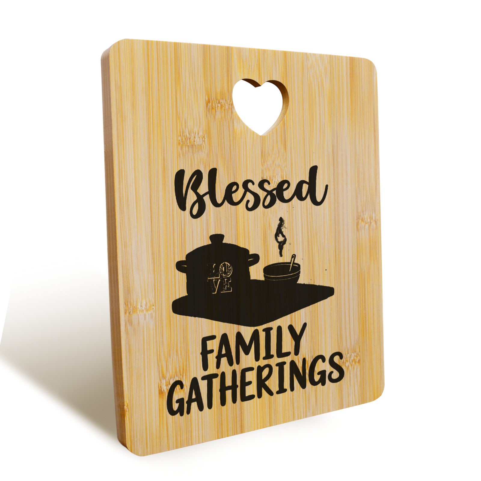Blessed Family Gatherings Custom Rectangle Bamboo Cutting Board (One Side Printing) | Ships from USA