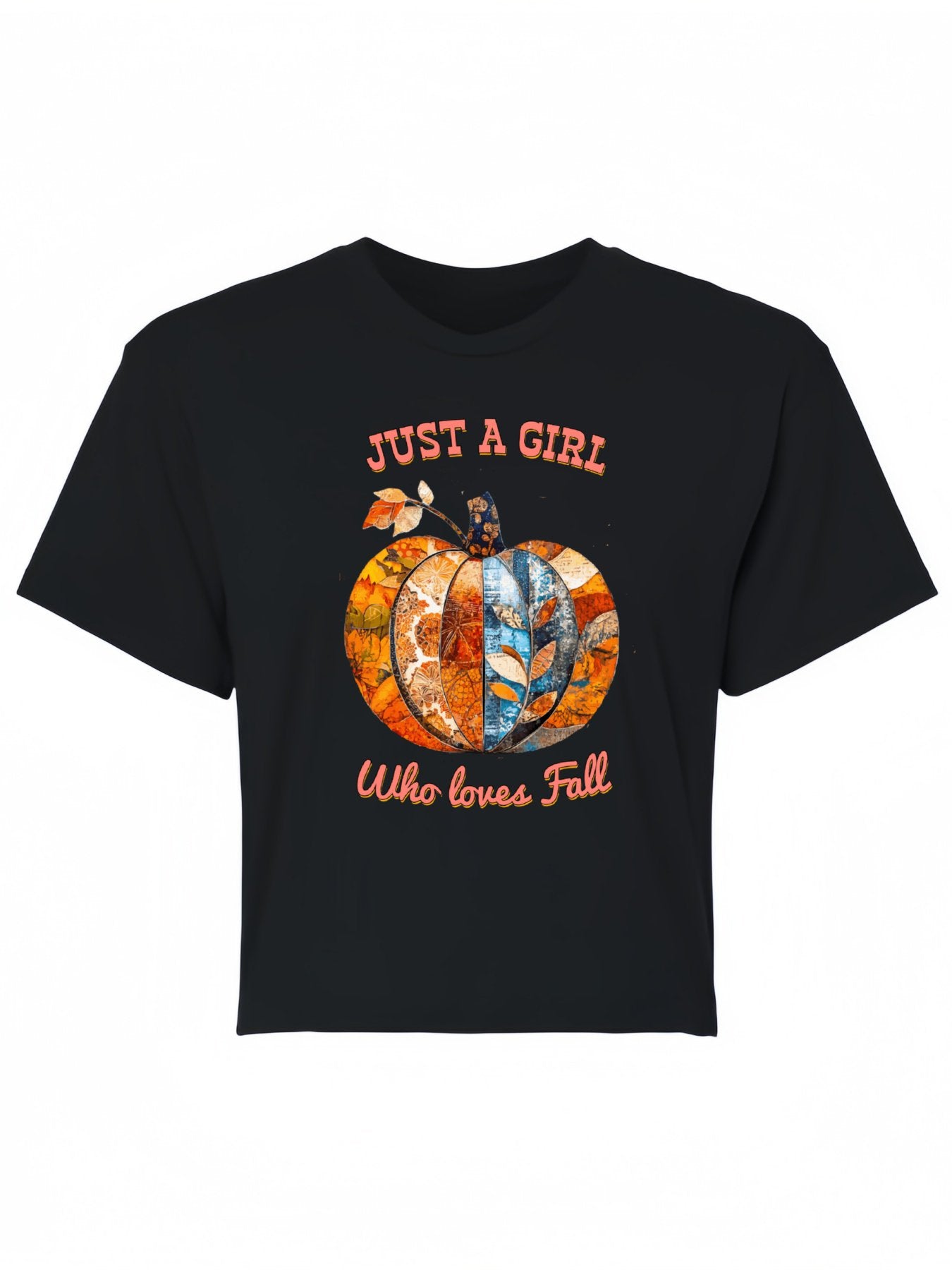 Just a Girl Who Loves Fall Pumpkins Cotton Crop Top for Women (Front Printing)
