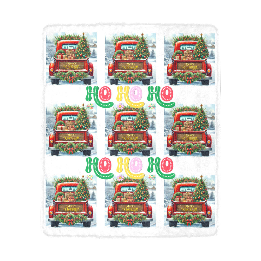 Ho Ho Ho Vintage Red Truck Ultra-Soft Micro Fleece Blanket (Made in USA)
