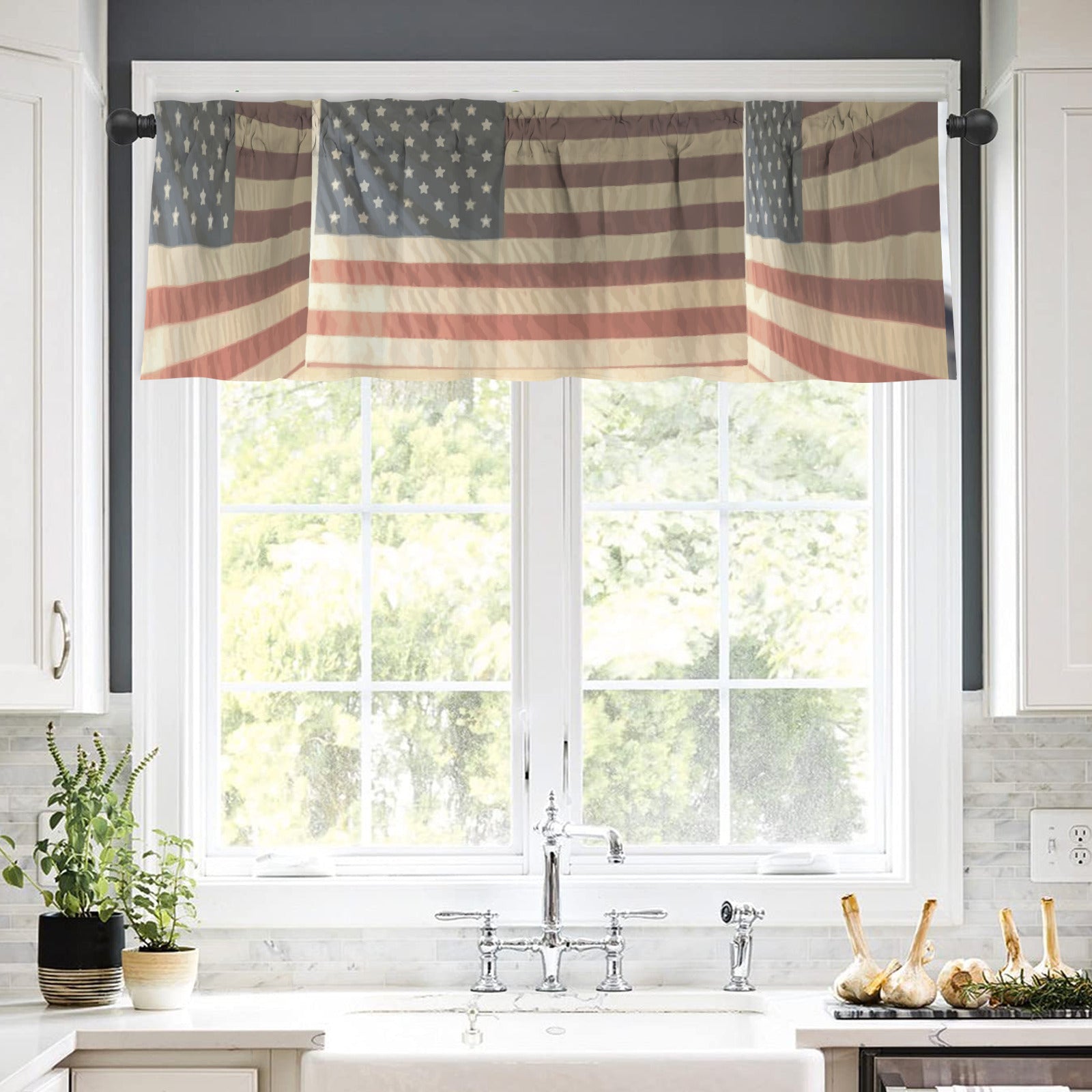 3d USA Flag Window Curtain Valance - 60
