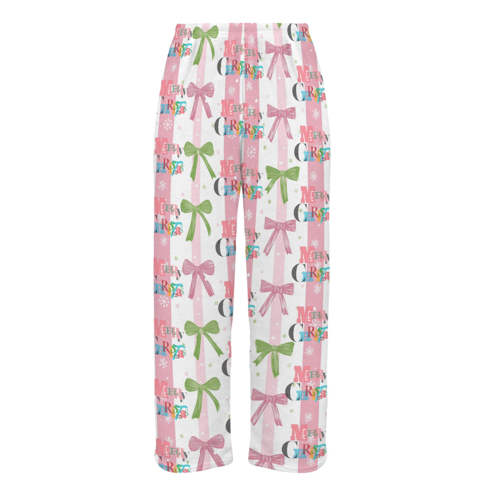 Pink Coquette Merry Christmas Women's Flannel Pajama Pants (Made in USA)