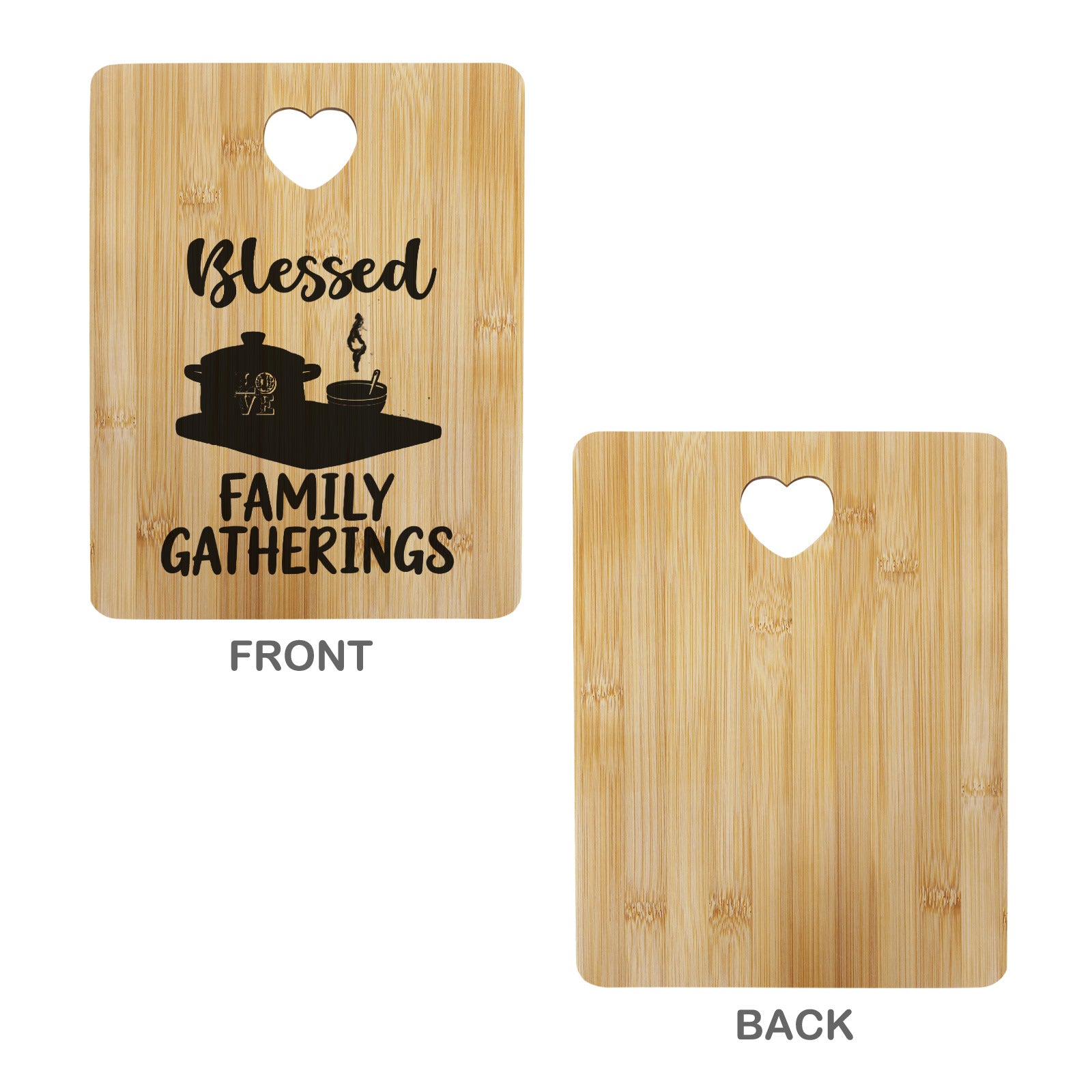 Blessed Family Gatherings Custom Rectangle Bamboo Cutting Board (One Side Printing) | Ships from USA