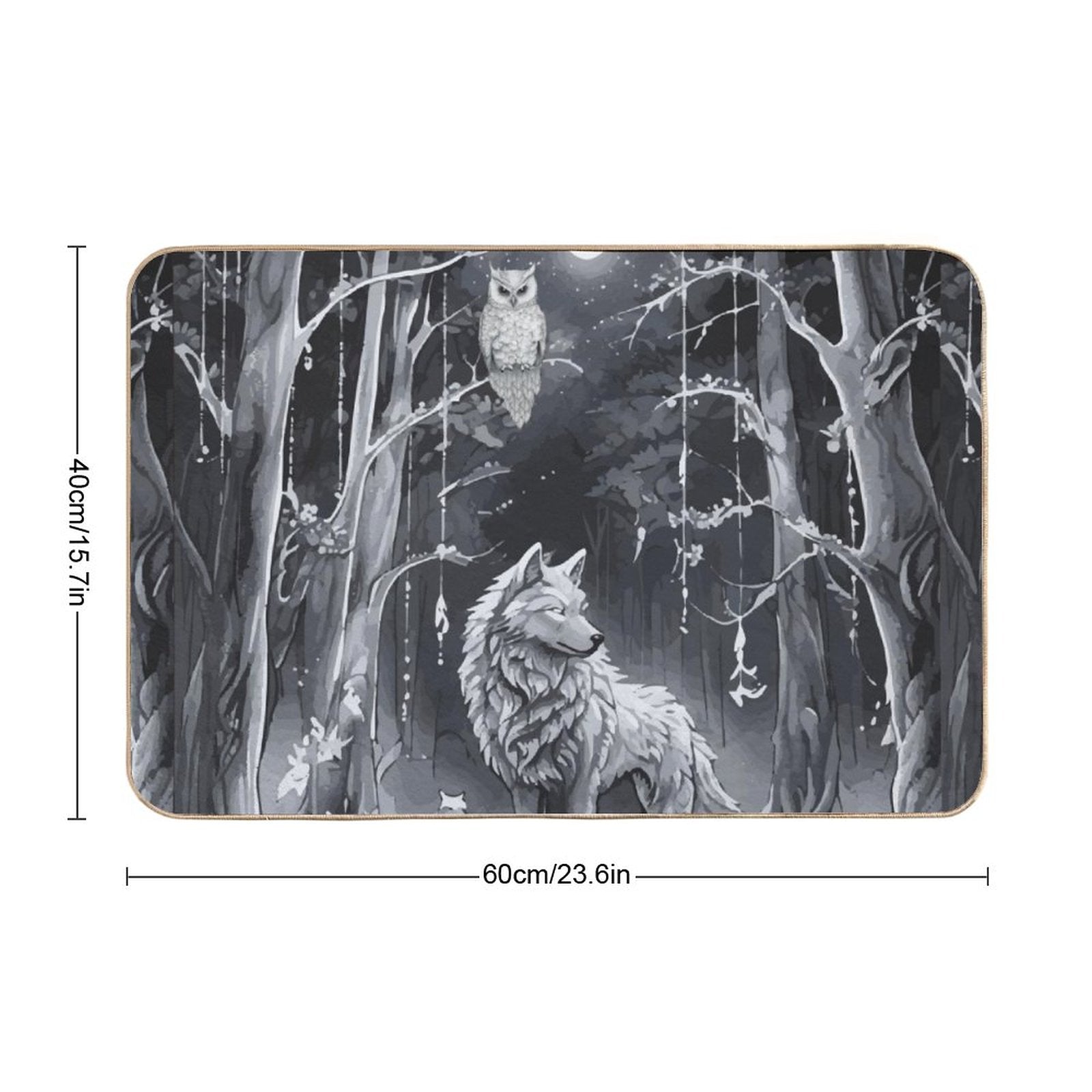 Ethereal Wolf in the Moonlight Flannel Non-slip Bath Mat - 16