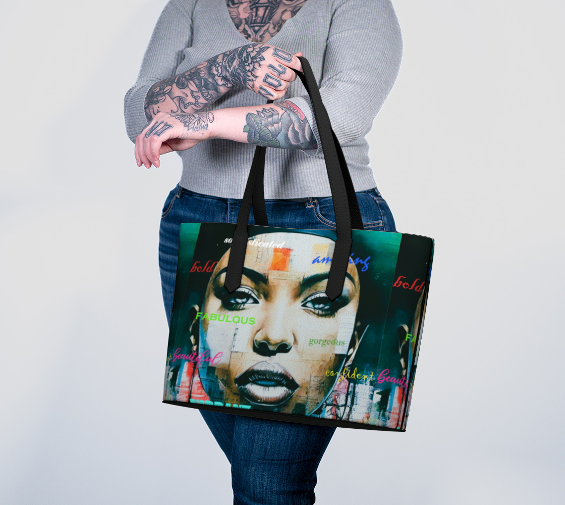 Beautiful Confident Woman Vegan Leather Tote Bag