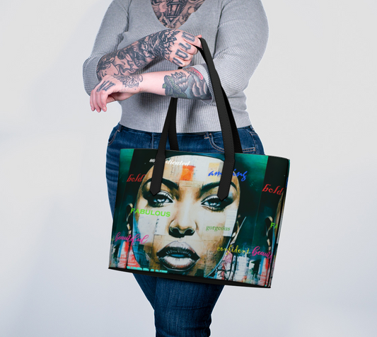 Beautiful Confident Woman Vegan Leather Tote Bag