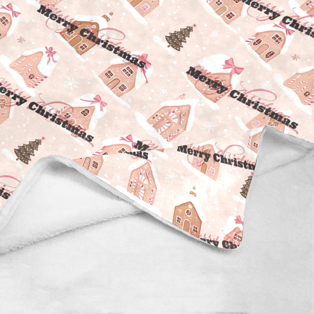 Merry Christmas Little Pink Houses Ultra-Soft Micro Fleece Blanket (Made in USA)