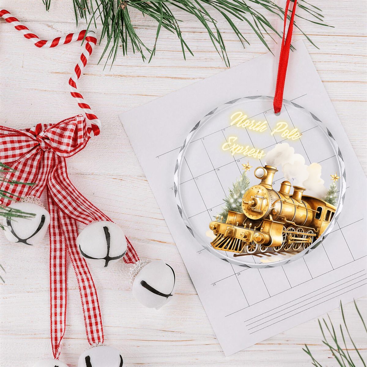 Round Glass Christmas Ornament (Made in USA) sianybdesignsGoldsteamtrainwithElegantGoldChristmassoft840e3af4f76f4301b5f1f2e759b6ccaf sianybdesignsElegantGoldChristmasstarsoftandinvitinglig625b0fca50ed