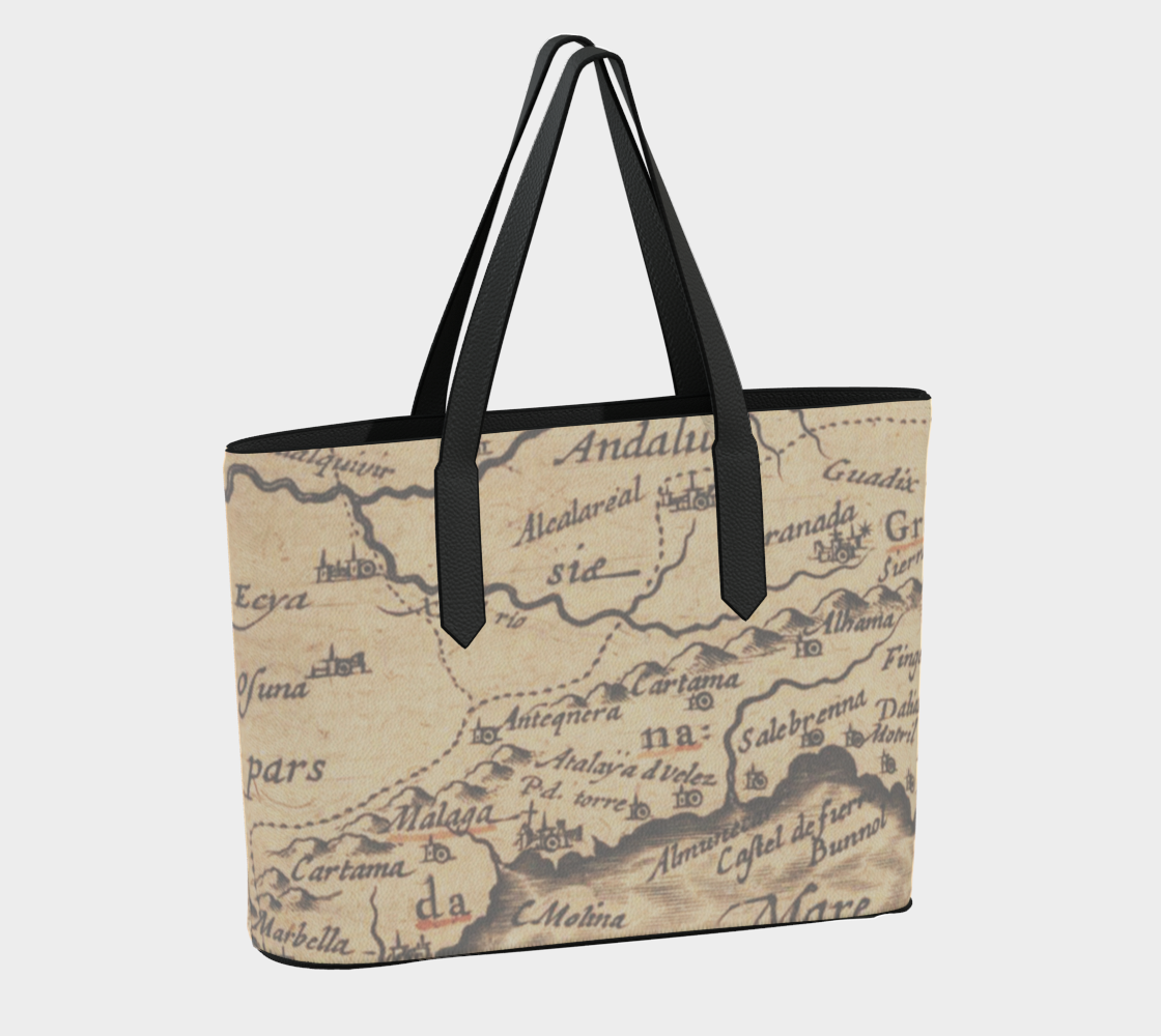 Old Map Design Vegan Leather Tote Bag