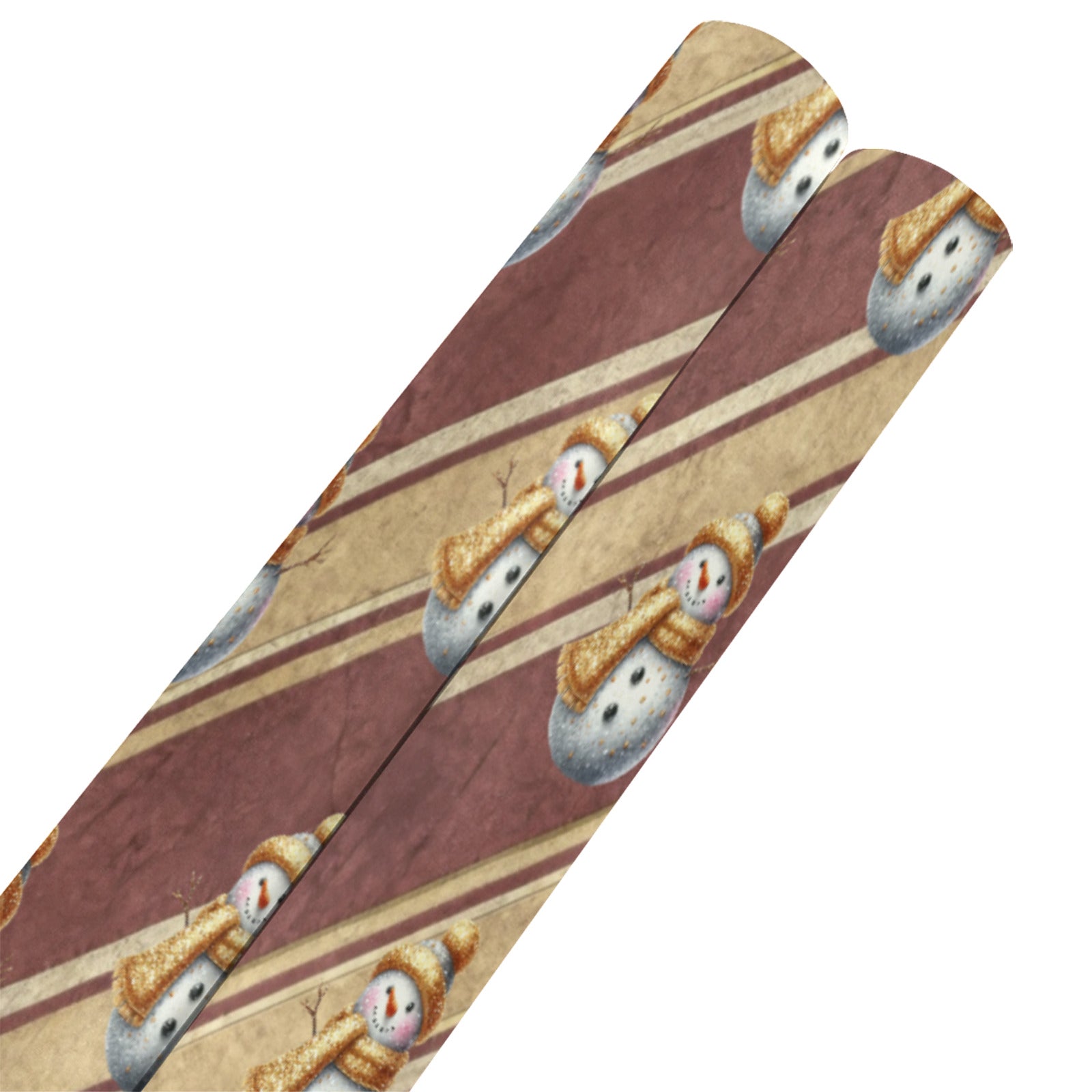 Red Stripes Gold Snowman 2 Rolls Custom Gift Wrapping Paper - 58