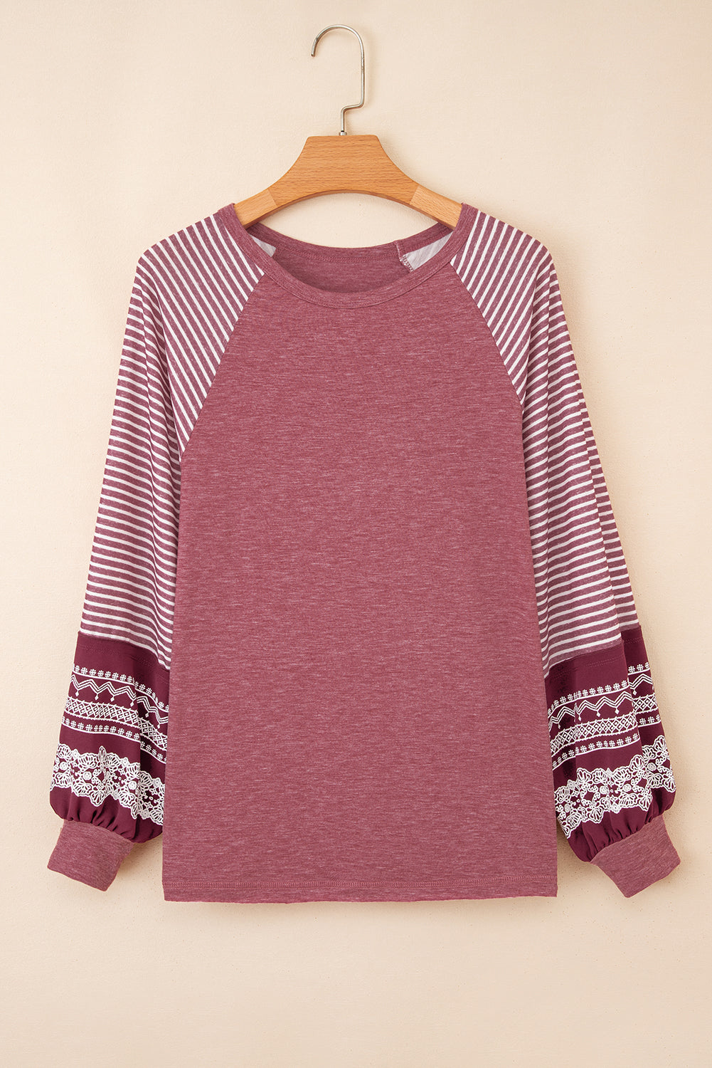 Women's Stripe Patchwork Raglan Long Sleeve Top