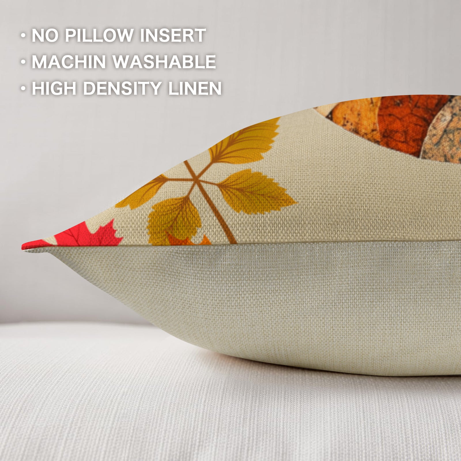 Fall Pumpkins with Leaves of Pillow Covers Indoor Throw Pillowcases (Made in USA)