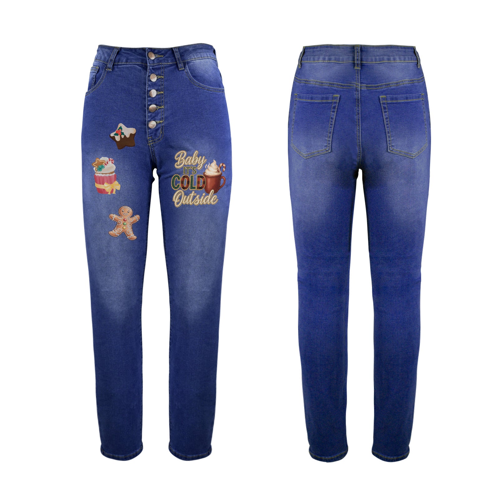 Baby It's Cold Outside Women's Jeans (Front Printing) (Model L75)
