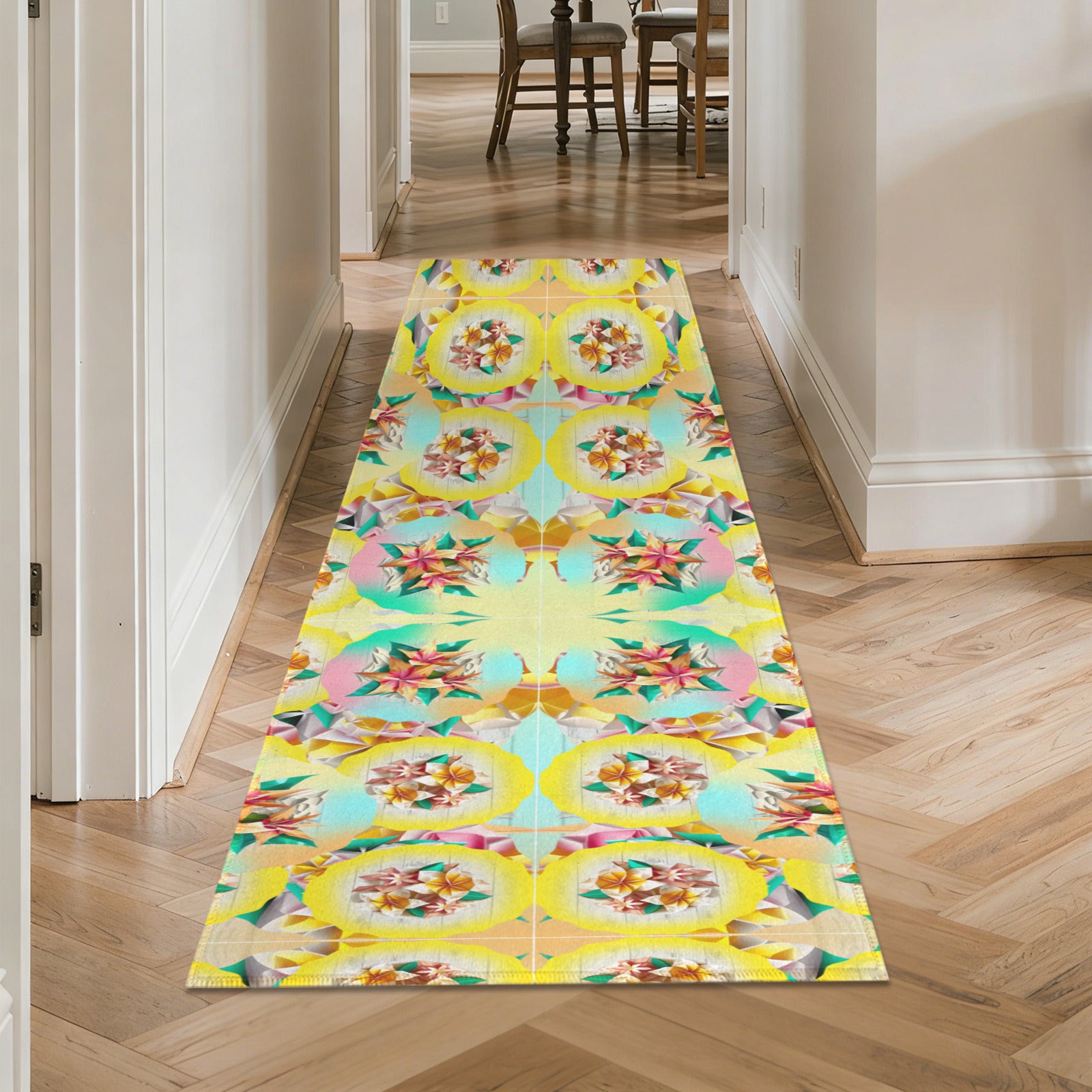 Circle Floral Pastel Pattern Indoor Runner Rug  70