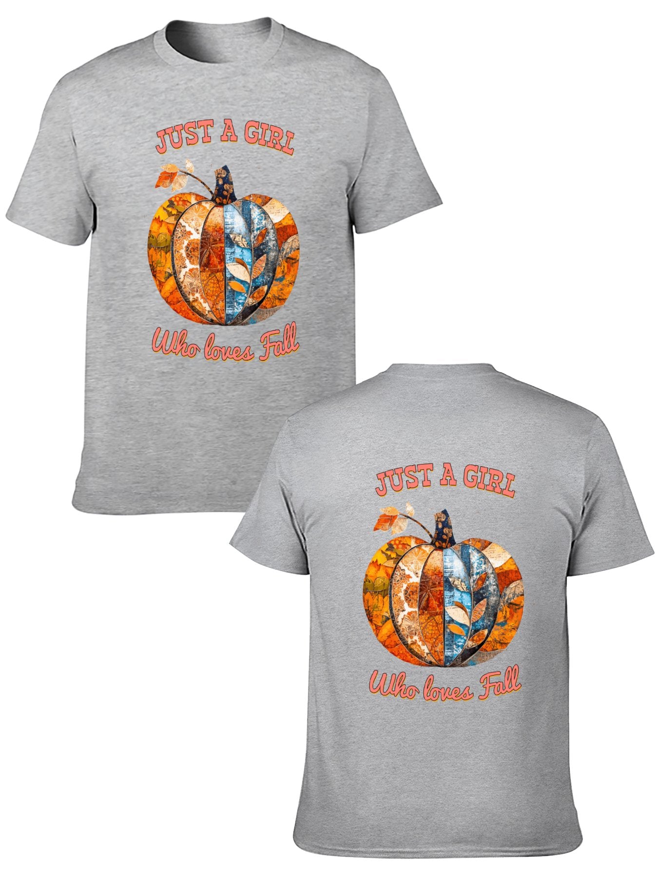 Just a Girl Who Loves Fall Pumpkins Short Sleeve T-Shirt (Double-sided Printing)