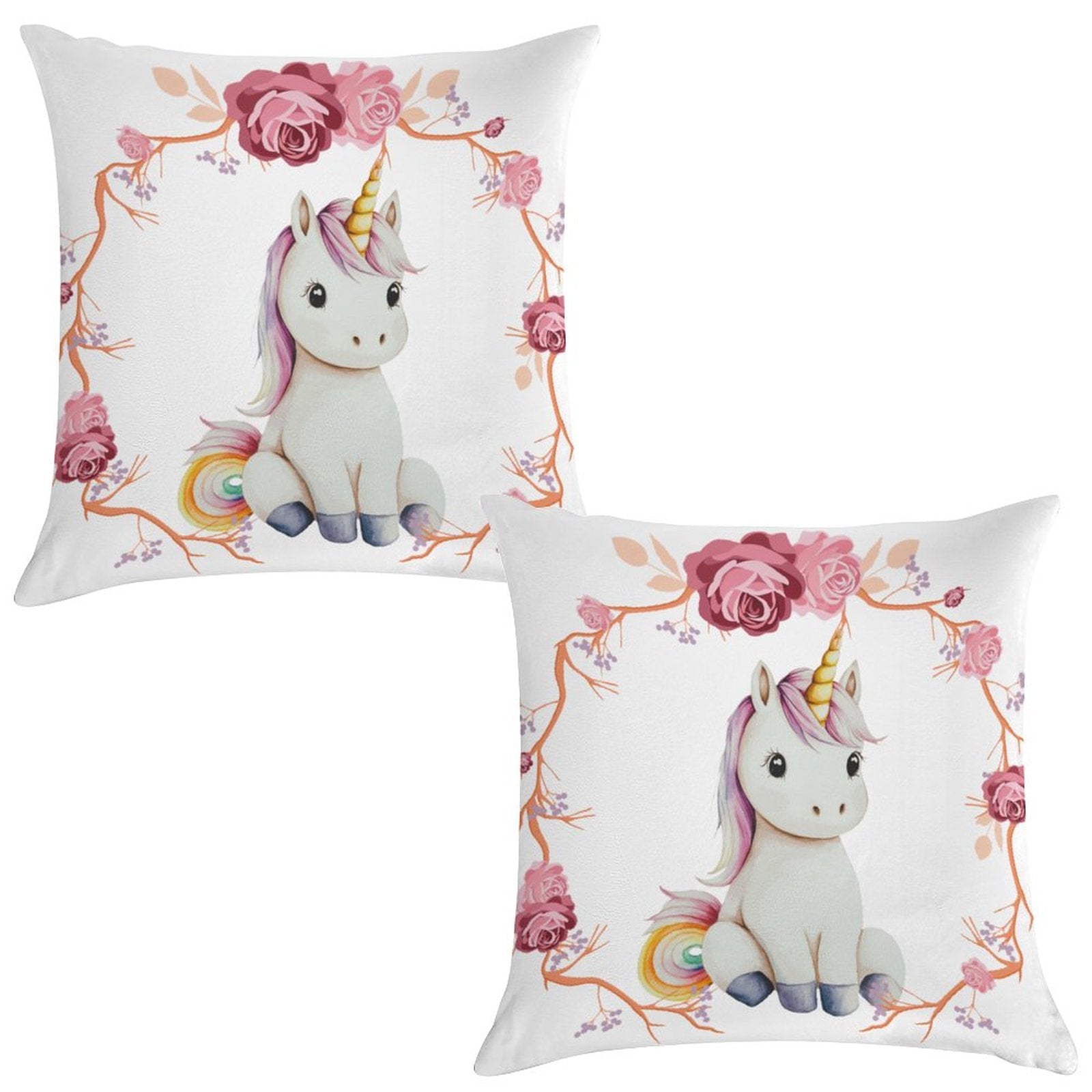 Baby Unicorn with Pink Roses 2-Piece Ultra-Soft Pillowcase Set - 18