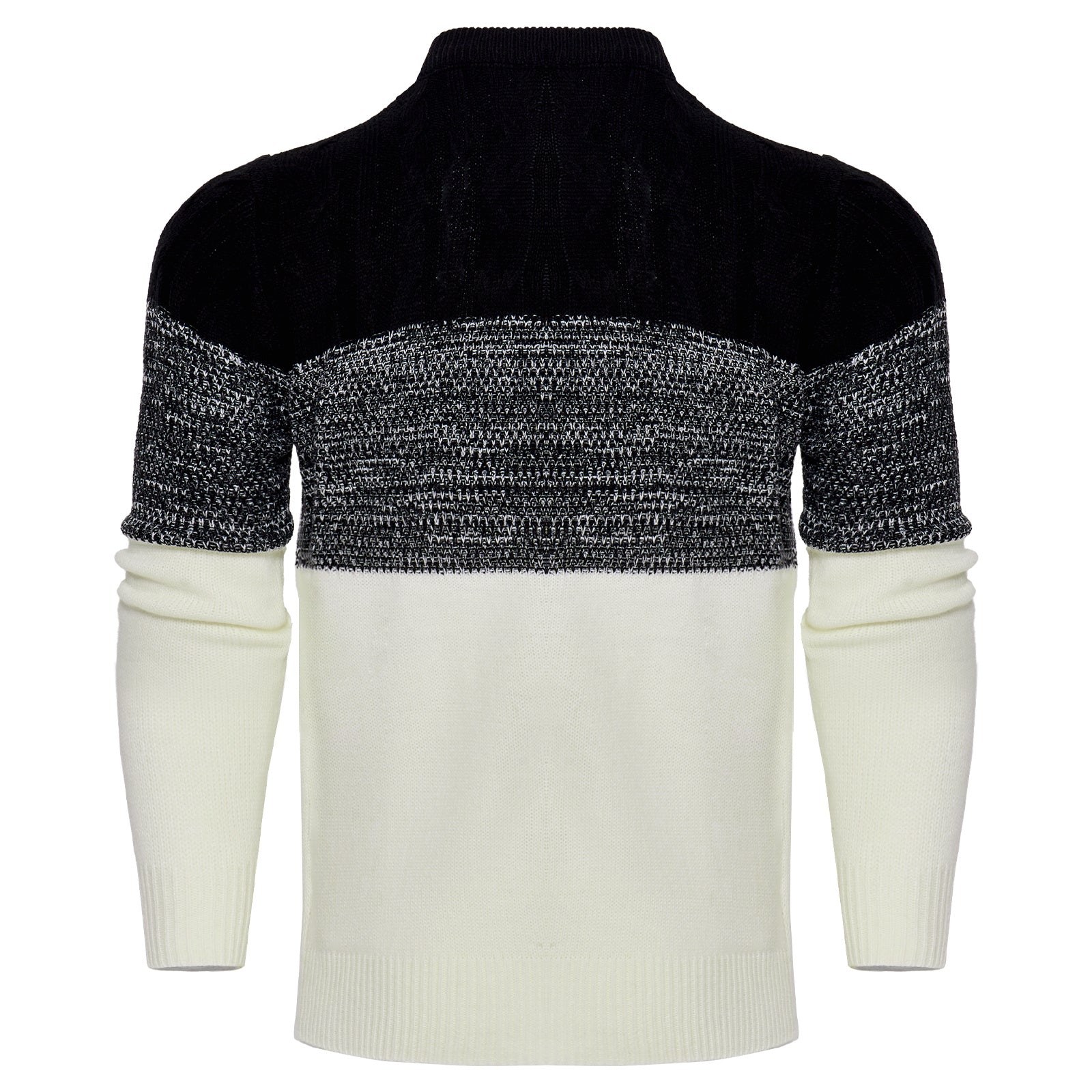 Men's Casual Color Block Long Sleeve Cable Knit Sweater