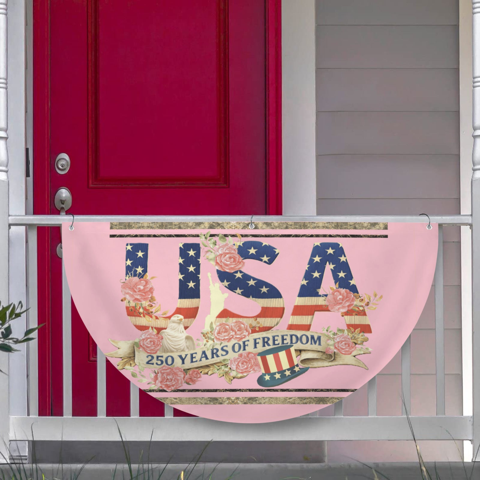 Pink 250 Years of Freedom Semi Circle Flag - 36