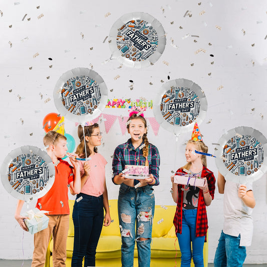 Happy Father's Day with Tools 18-inch Custom Aluminum Foil Balloons - Pack of 5 (Made in USA)