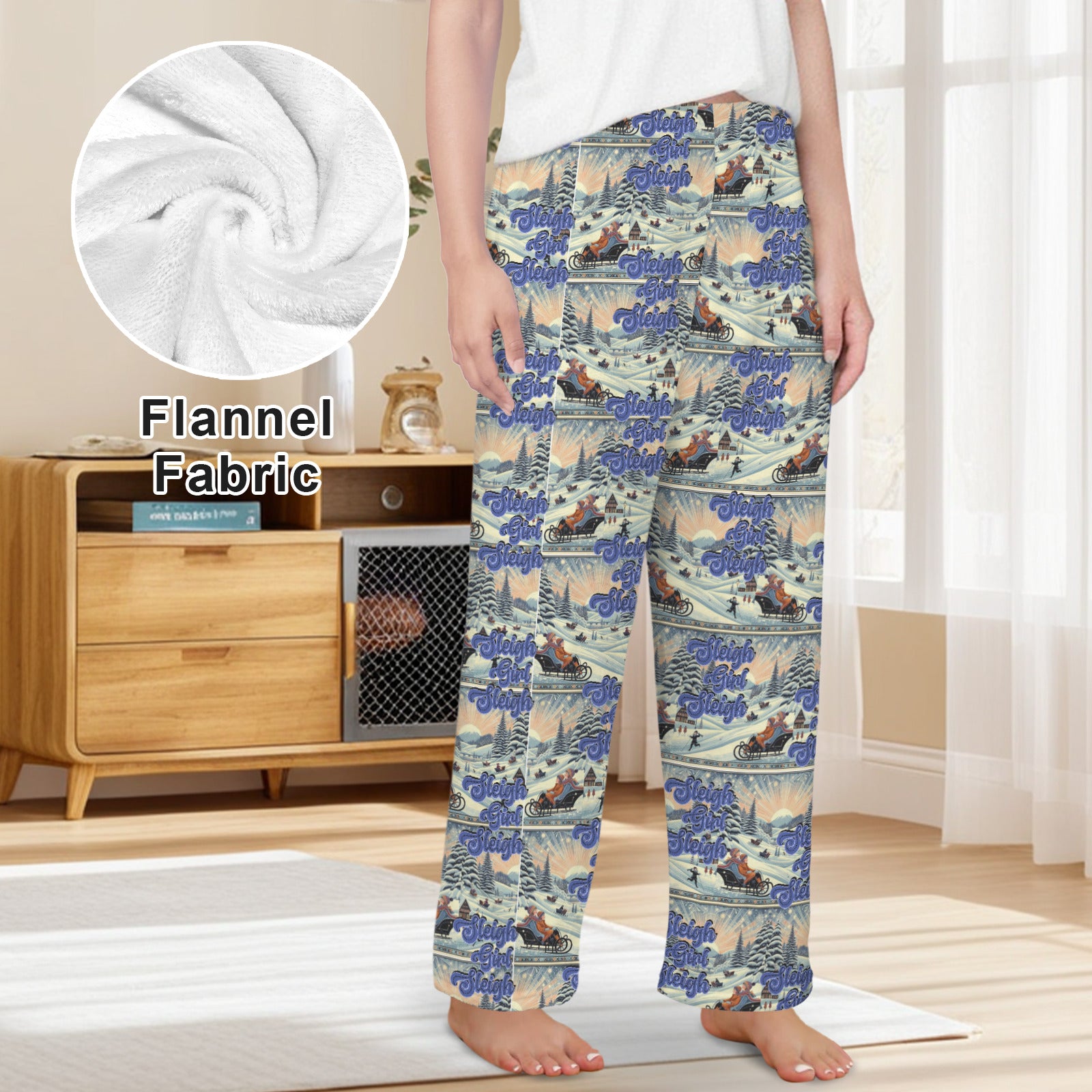 Sleigh Girl Blue Women's Flannel Pajama Pants (Made in USA)