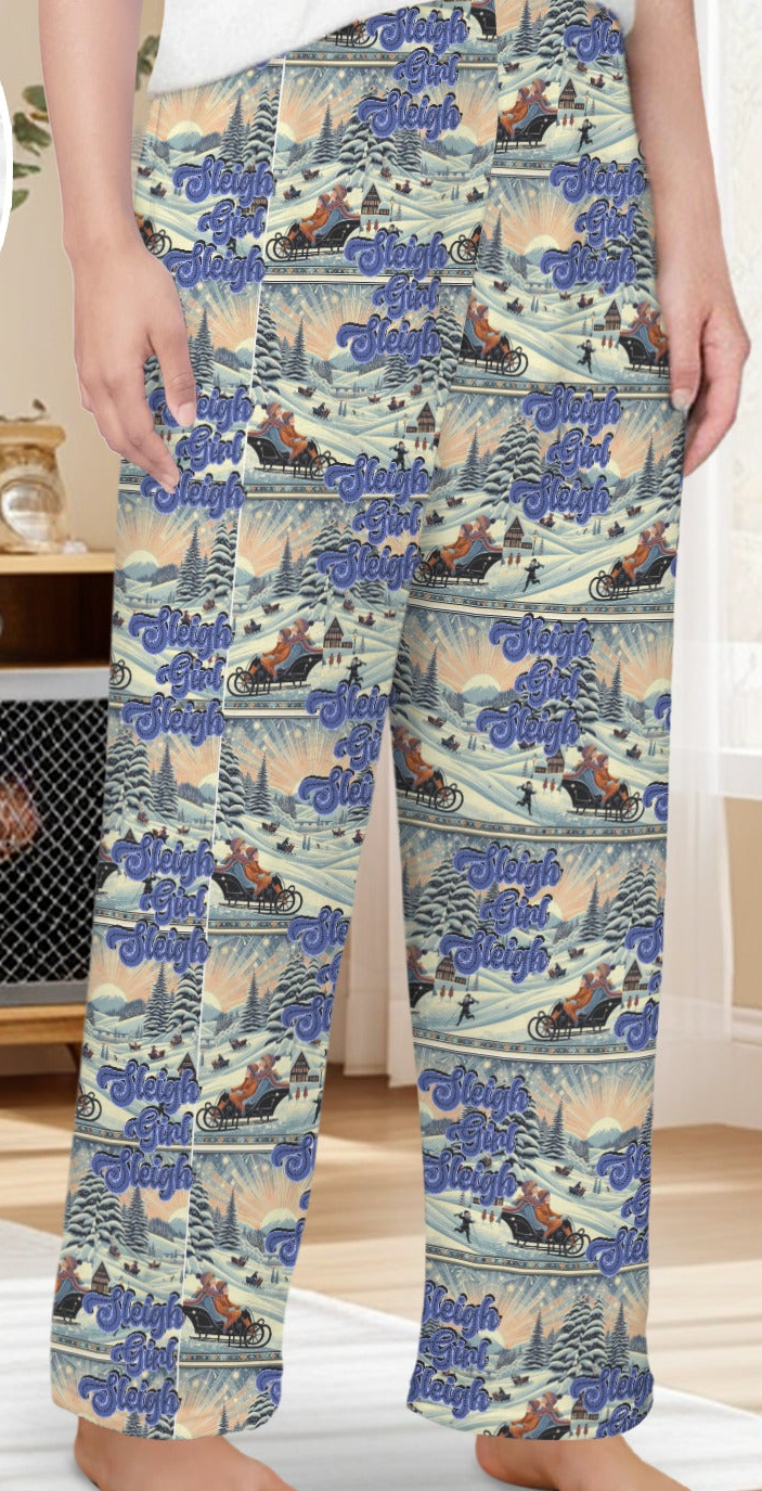 Sleigh Girl Blue Women's Flannel Pajama Pants (Made in USA)