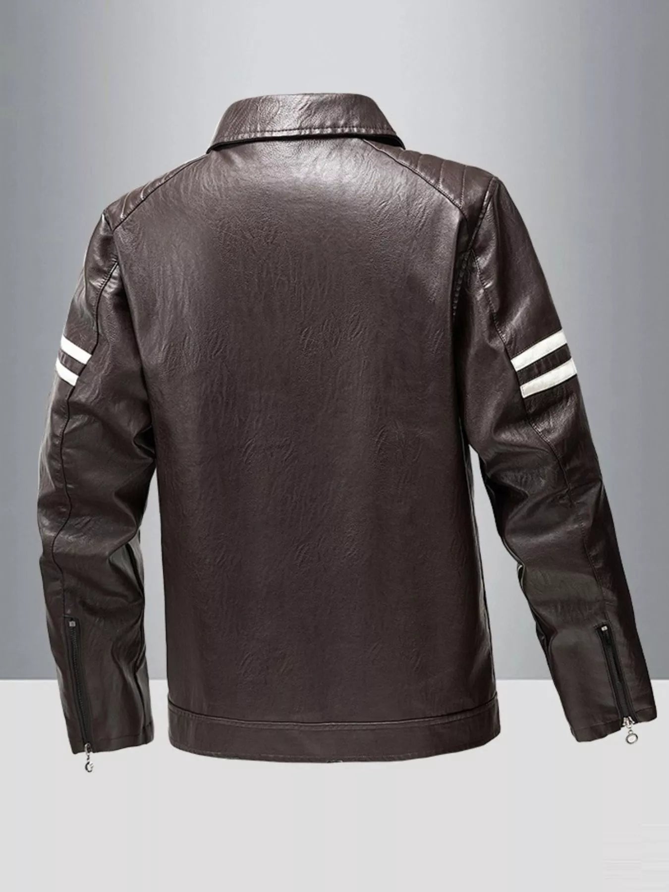 Men's Plus Size Zip Up Faux Leather Motorcycle Jacket