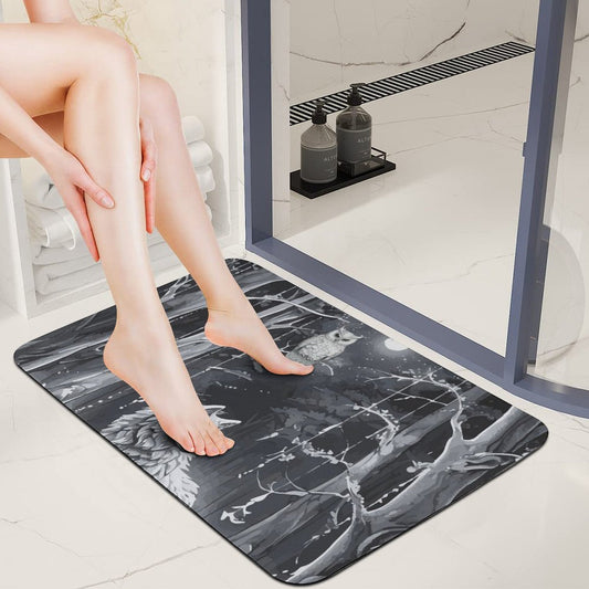 Ethereal Wolf in the Moonlight Design Diatomaceous Earth Bath Mat | Ships from USA