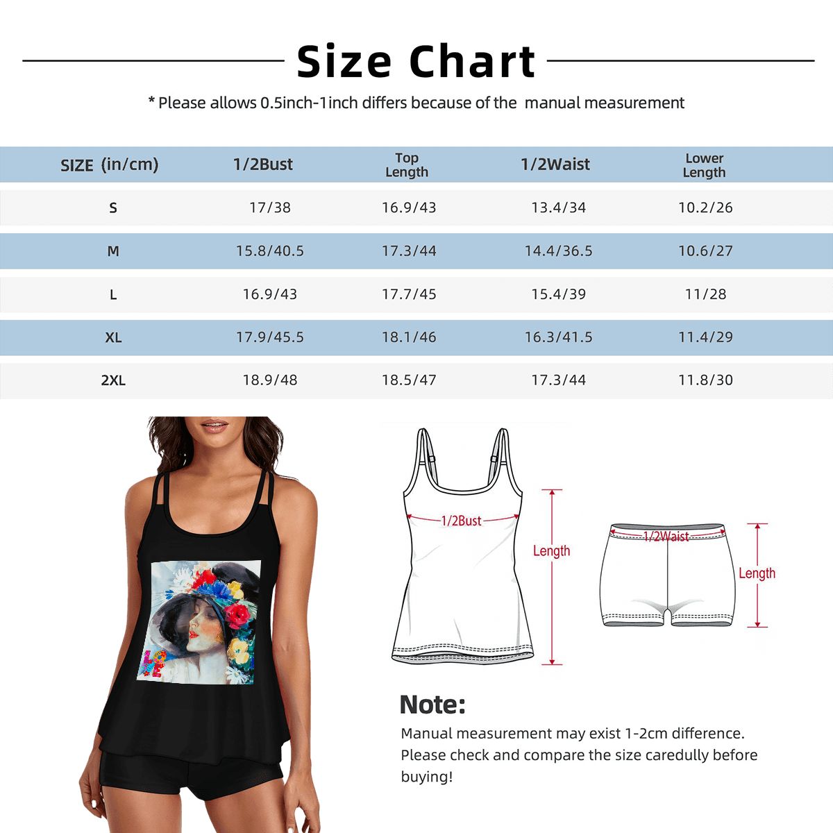 Women's Fashionable Lady Floral Elegance 2-piece Swimsuit with Straps (Made in USA)