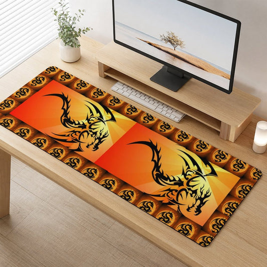 Orange Fire Dragon Custom Gaming Mousepad with Rounded Corners - 47.2" x 17.7"