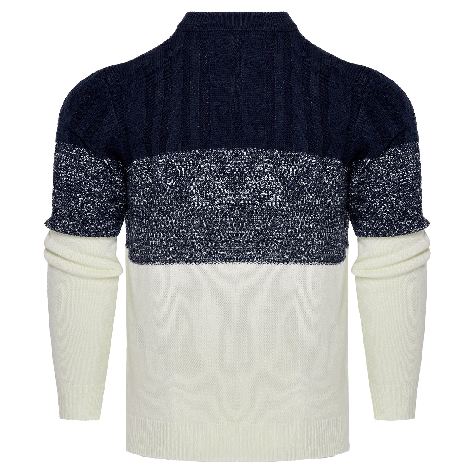 Men's Casual Color Block Long Sleeve Cable Knit Sweater