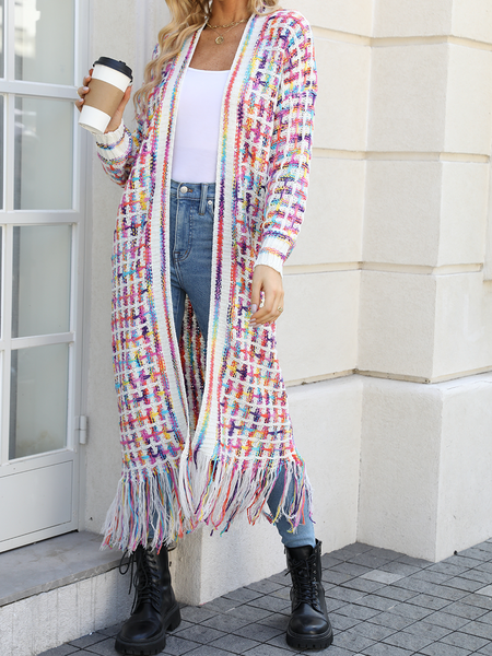 Women's Knitted Fringed Long Cardigan Duster