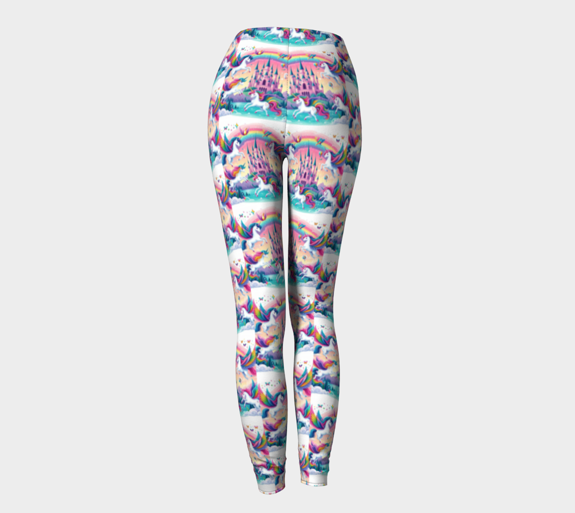 Purple Unicorns and Castles Printed Long Yoga Leggings