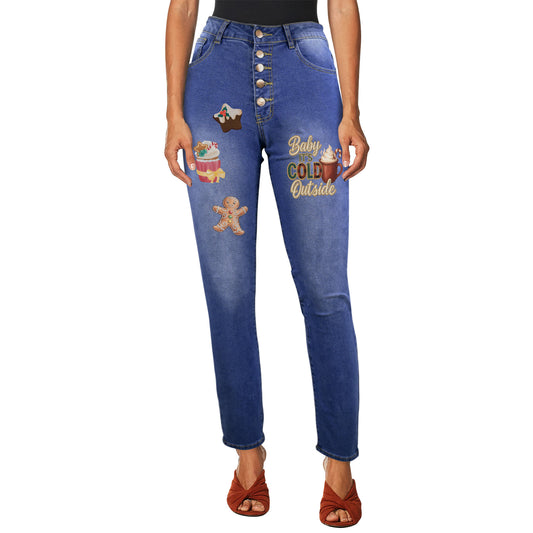 Baby It's Cold Outside Women's Jeans (Front Printing) (Model L75)