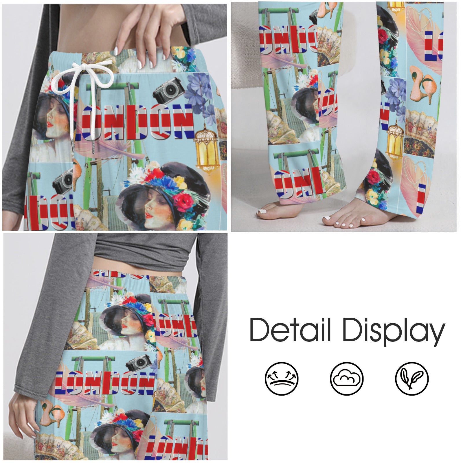 London Fashion Women's Drawstring Lounge Pants Without Pockets (Model L84)