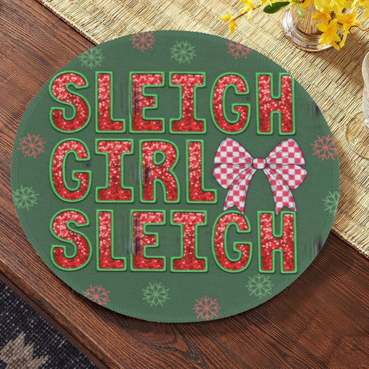 Sleigh Girl Sleigh Custom Round Placemats - 4 pack (Made in USA)