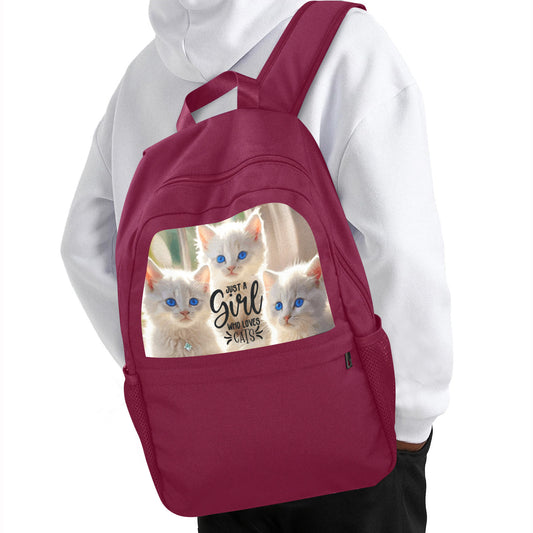 Just a Girl Who Loves Cats Magenta Backpack | Upper Part Printing