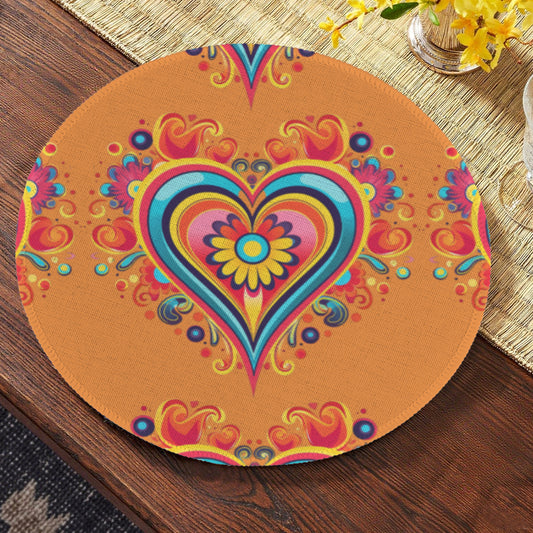 1970s Heart Custom Round Placemat - 4 pack (Made in USA)