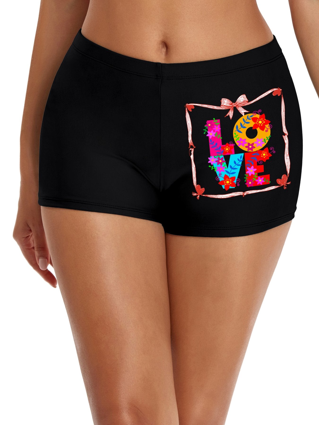 Floral LOVE Boxer Brief Boyshorts for Women (Made in USA)