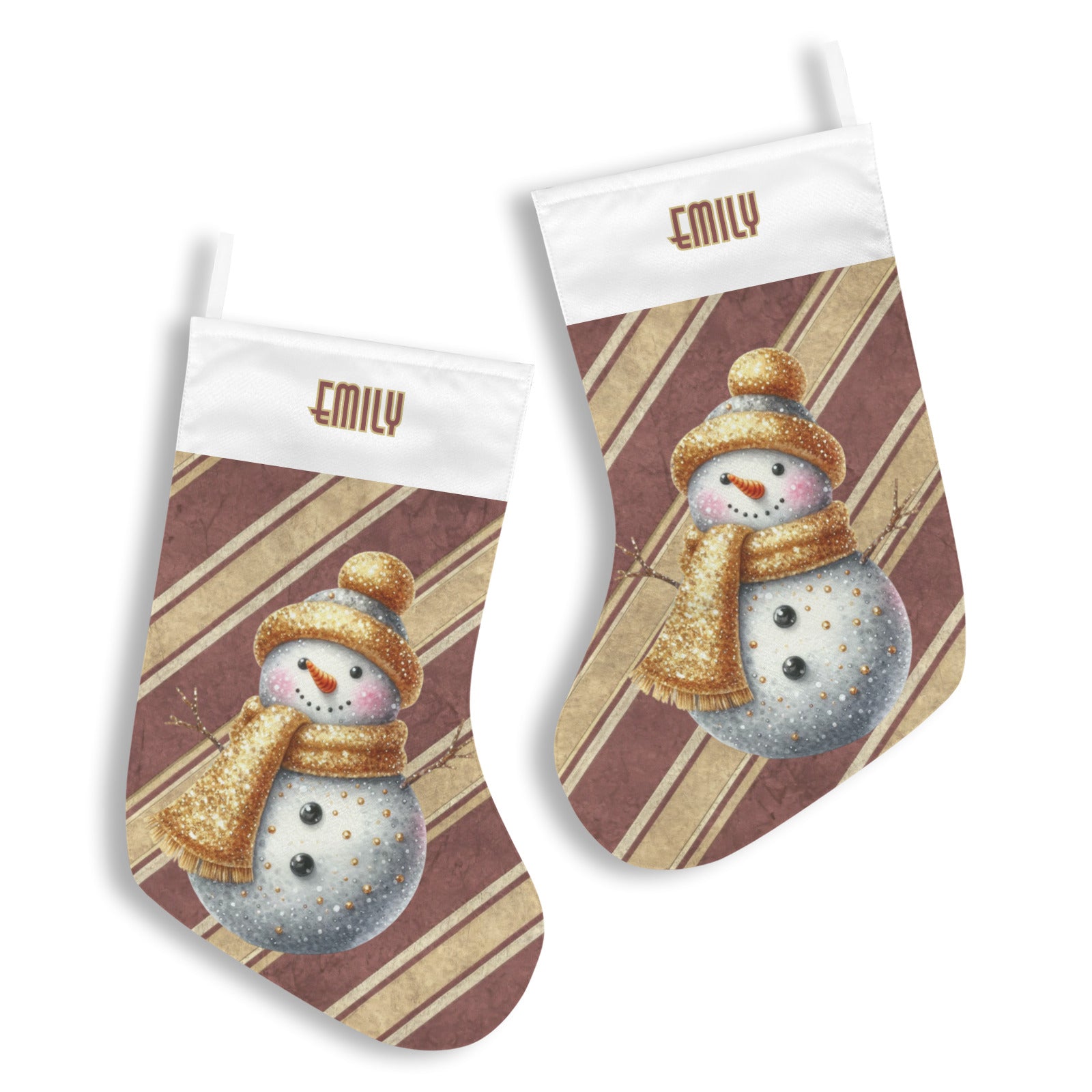 Personalizable Sparkly Snowman Christmas Stocking (Made in USA)