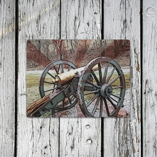 Reproduction Civil War Cannon Metal Tin Sign