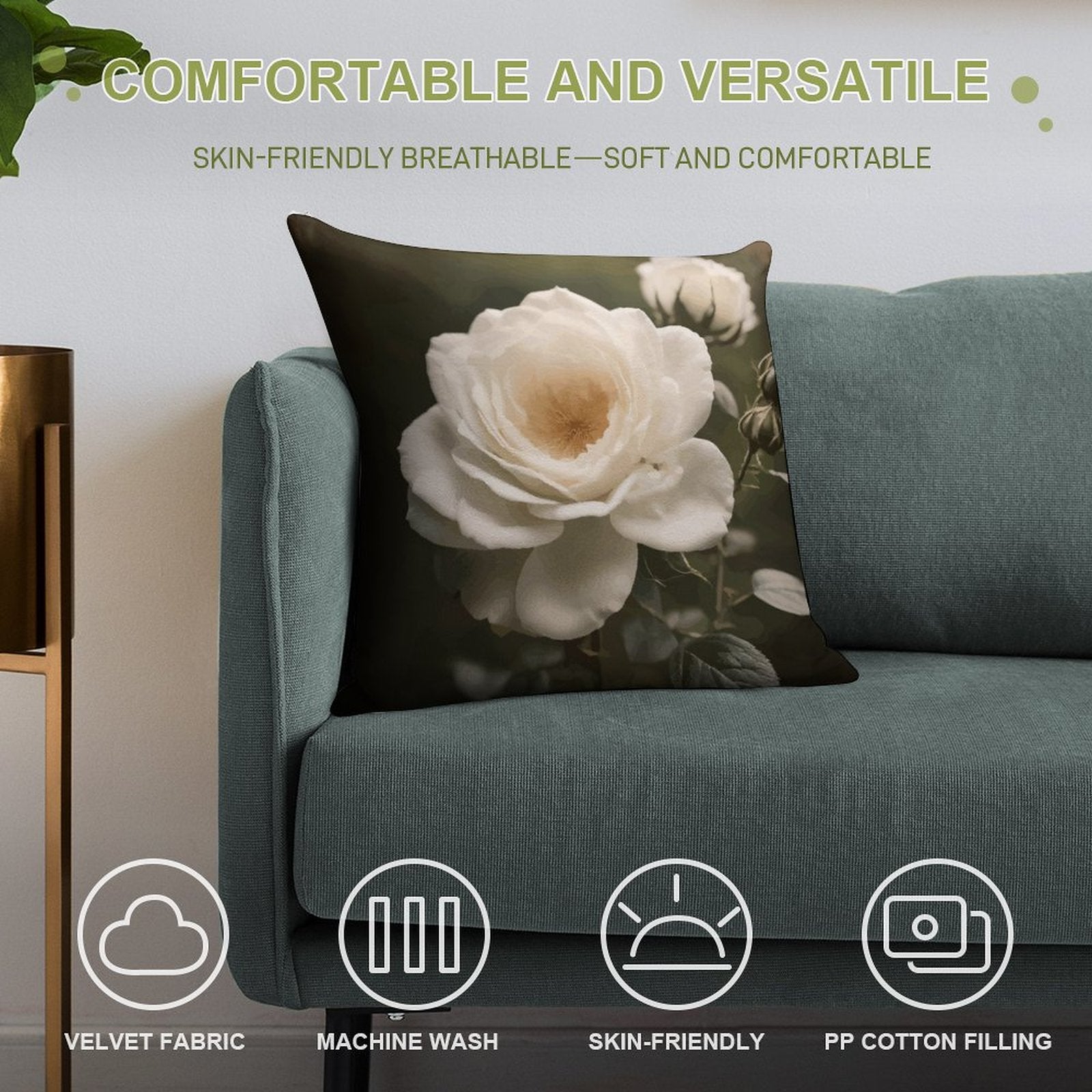 White Rose Ultra Soft Short Plush Pillowcase