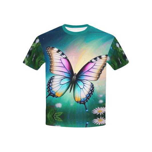 Beautiful Butterfly Kid's Printed T-shirt (Made in USA）