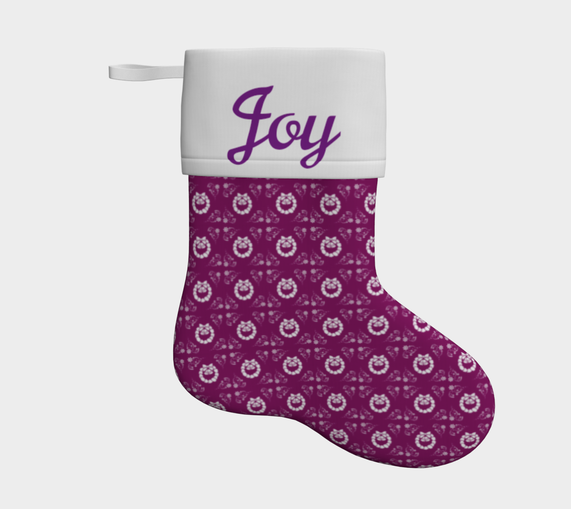 Christmas Wreaths on Plum Stocking with Personlization